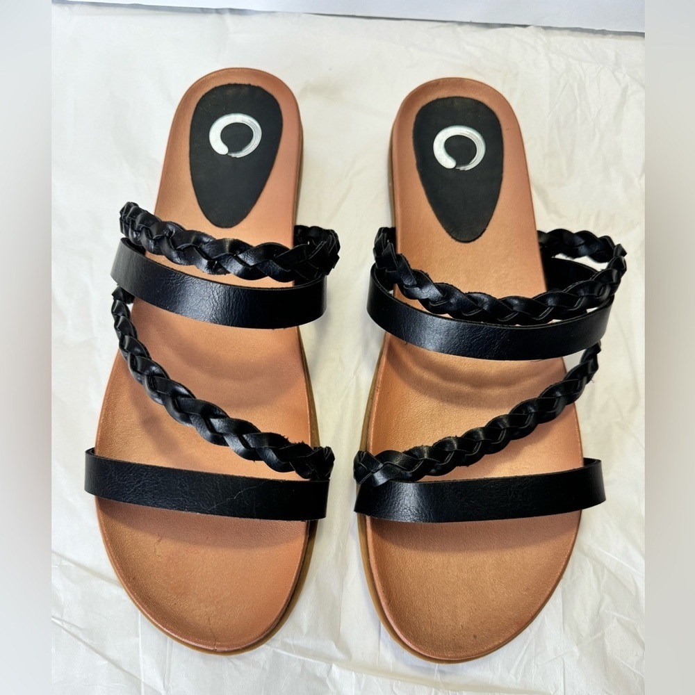 Journee Collection Womens Black Espadrille Sandals Slide Slip On Shoes Size 10 - Picture 3 of 5